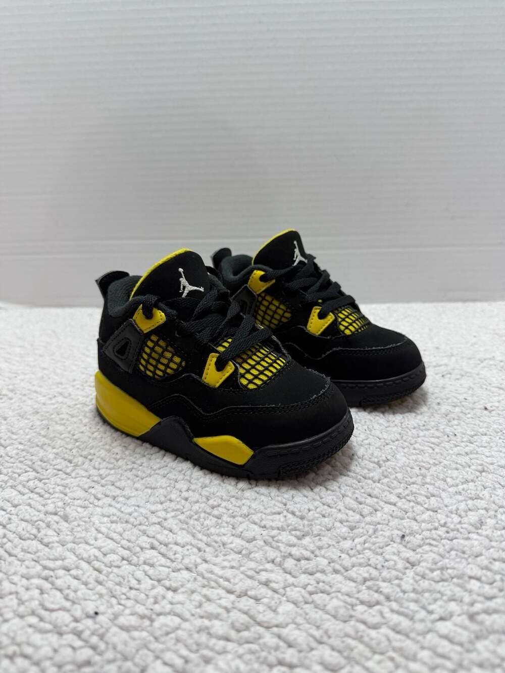 Jordan 4 Retro Thunder Toddler Shoes Black Yellow Size 7C